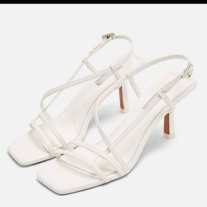 Topshop Strippy Heeled Sandal White 8.5/39 NWT